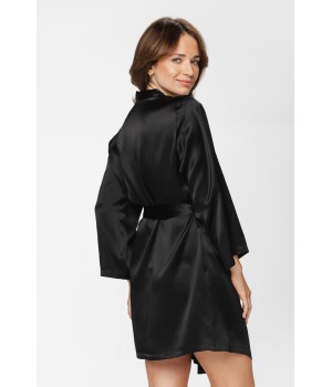 Deshabillé kimono de seda negro vista posterior